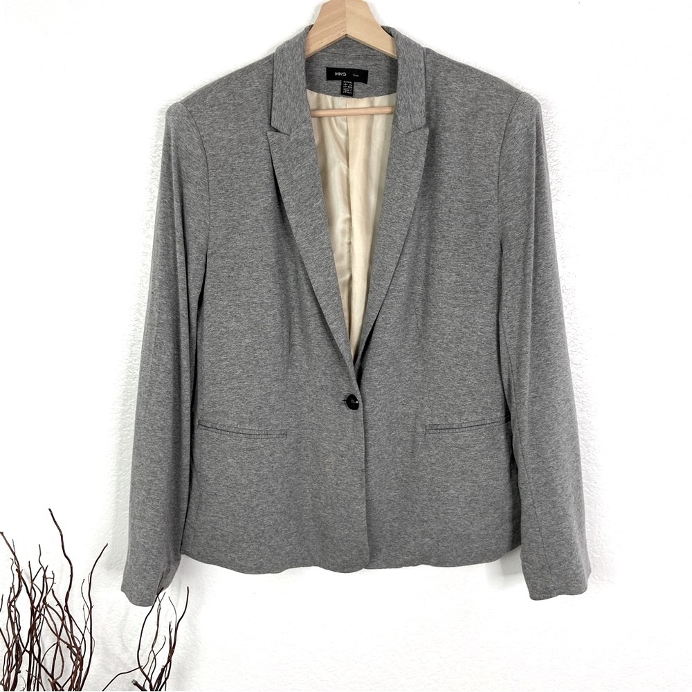 MANGO Heather Gray Stretch Blazer - XL